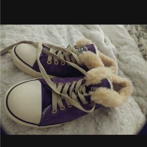 Cozy Purple Fur-Lined Women's Sneakers